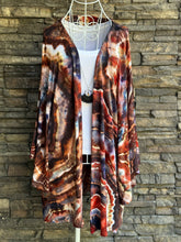 Load image into Gallery viewer, Women’s Medium Hand-sewn Geode Bell Sleeve Kimono with Pockets in ‘Phoenix Rising’
