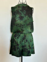 Load image into Gallery viewer, Custom Reverse Dyed Shorts Romper in ‘Evergreen’ for Cassie
