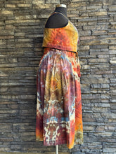 Load image into Gallery viewer, Custom 2 Piece Geode Linen/Rayon Bralette &amp; Midi Skirt Set in ‘Rustic Rainbow’ for Shellby

