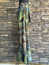 Load image into Gallery viewer, Women’s Medium (could fit a large too) Geode 100% Rayon Flowy Wide-Leg Tiered Pants with Tie Front in ‘Moss Agate’

