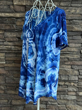 Load image into Gallery viewer, Women’s Medium Geode V-Neck Short Sleeved Rayon Top in ‘Azurite’
