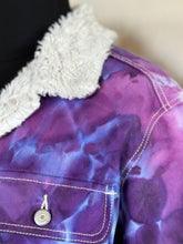 Load image into Gallery viewer, Custom Sherpa Lined Denim Jacket in Purples for Laura
