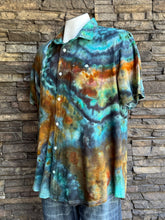 Load image into Gallery viewer, Men’s Large Geode Knit Button-up Short Sleeved Shirt in ‘Boulder Turquoise’
