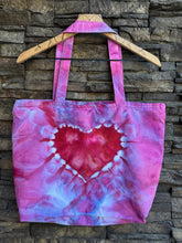 Load image into Gallery viewer, Cotton Canvas Zippered Tote Bag with Heart with Inside Zippered Pocket in ‘Pink Lilac’

