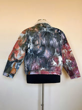 Load image into Gallery viewer, Women’s XL Ice Dyed Boyfriend Sherpa Lined Denim Jacket in ‘Pinot Sage’
