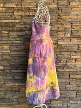 Load image into Gallery viewer, Women’s XL Ice Dyed Midi A-Line Denim Corset Dress with Pockets in ‘Sugar Plum’
