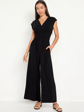 Load image into Gallery viewer, Women’s Medium Reverse Dyed Waist-Defined Shirred Jumpsuit with Pockets in ‘Evergreen’
