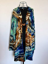 Load image into Gallery viewer, Custom Reverse Geode Hooded Cardigan in ‘Azurite’ for Becky
