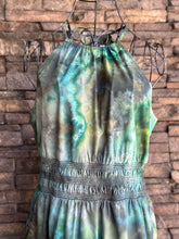 Load image into Gallery viewer, Women’s Large Scrunched Geode Halter Style Dress with Pockets In ‘Moss Agate’
