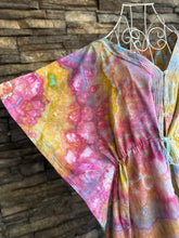 Load image into Gallery viewer, Women’s Medium (but can fit S-XL) Geode Caftan Swim Cover-up with Drawstring Waist &amp; Button Front in ‘Bird Song’

