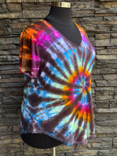 Load image into Gallery viewer, Women’s 2XL V-Neck Rayon T-Shirt in ‘Rainbow Spiral’

