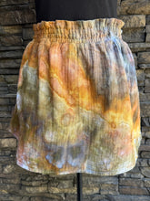 Load image into Gallery viewer, Women’s Large Geode Crinkle Gauze Ruffle Waist Mini Skort in ‘Charred Redwood’
