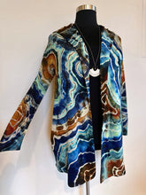 Load image into Gallery viewer, Women’s XL Reverse Geode Hooded Cardigan with Pockets in ‘Azurite’
