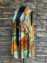 Load image into Gallery viewer, Women’s Small Geode Open Front Sleeveless Cardigan Vest in ‘Boulder Turquoise’
