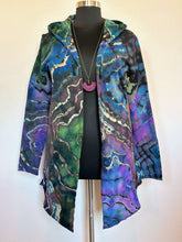 Load image into Gallery viewer, Custom Reverse Geode Hooded Cardigan with Pockets in ‘Abalone’ for Amber
