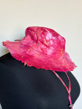 Load image into Gallery viewer, Women’s One Size Adjustable Frayed Bucket Hat with Chin Strap in ‘CandyPop’
