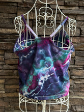 Load image into Gallery viewer, Women’s XL Pact Organic Cotton Cropped Geode Racerback Tank Top with Shelf Bra in ‘Mermaid Tail’
