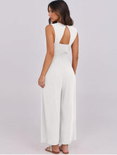 Load image into Gallery viewer, Women’s Large Geode Dressy V-Neck Jumpsuit with Pockets in ‘Moss Agate’
