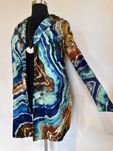Load image into Gallery viewer, Women’s XL Reverse Geode Hooded Cardigan with Pockets in ‘Azurite’

