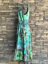 Load image into Gallery viewer, Women’s Large Scrunched Geode Halter Style Dress with Pockets In ‘Moss Agate’
