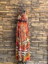Load image into Gallery viewer, Women’s Medium Geode Tie-Waist Midi Skirt &amp; Cropped Bralette Tank Top Set in ‘Rustic Rainbow’
