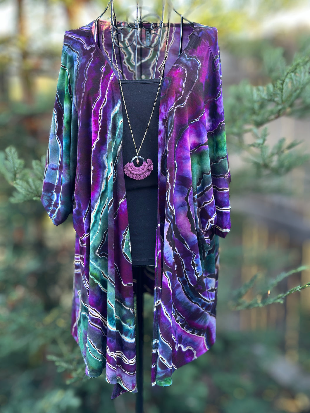 Custom Reverse Geode Kimono in ‘Peacock Ore’ for Andrea