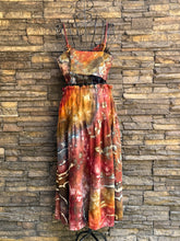 Load image into Gallery viewer, Women’s Medium Geode Tie-Waist Midi Skirt &amp; Cropped Bralette Tank Top Set in ‘Rustic Rainbow’
