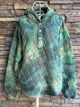 Load image into Gallery viewer, Women’s XS (can fit a small, too) Upcycled Geode Quilted Hoodie with Pockets in ‘Moss Agate’
