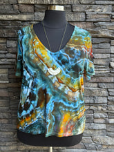 Load image into Gallery viewer, Women’s XL Geode Short Sleeved V-Neck Luxe T-Shirt in ‘Labradorite’
