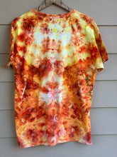 Load image into Gallery viewer, Unisex Large V-Neck Liquid &amp; Ice Dyed Pumpkin T-Shirt
