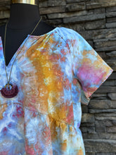 Load image into Gallery viewer, Women’s 3X Geode Linen/Rayon Short Sleeve Babydoll Dress with Pockets in ‘Bird Song’
