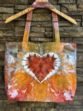 Load image into Gallery viewer, Cotton Canvas Zippered Tote Bag with Heart with Inside Zippered Pocket in ‘Rustic Rainbow’
