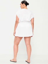 Load image into Gallery viewer, Women’s Large Geode Crinkle Gauze Ruffle Waist Mini Skort in ‘Charred Redwood’
