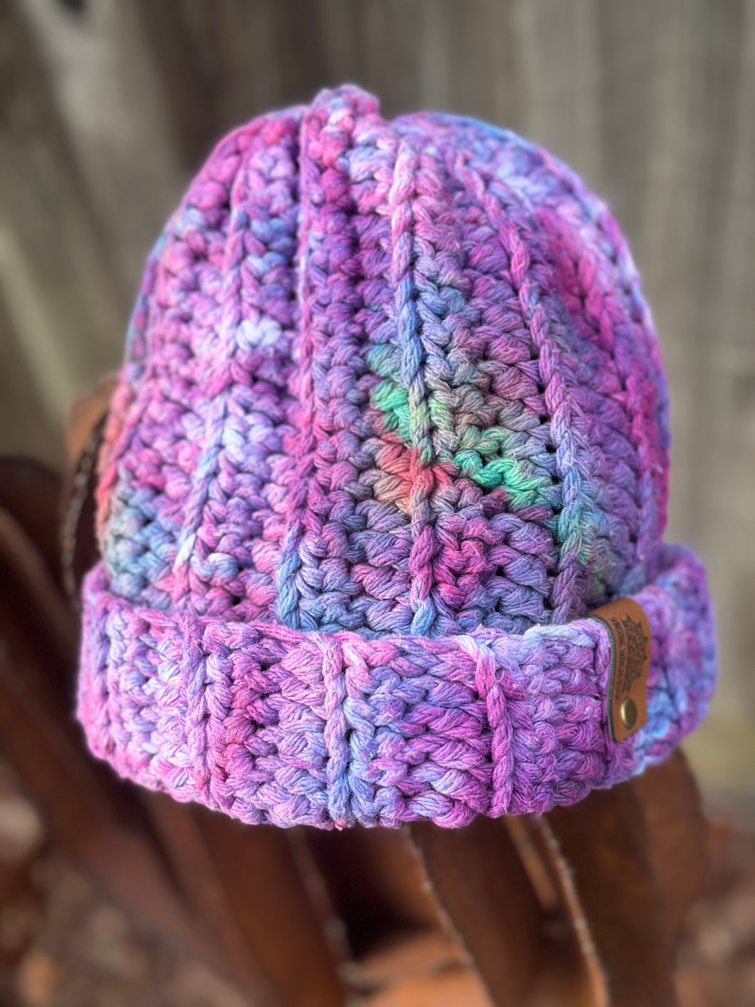 Adult Chunky Cotton Knit Geode Beanie in ‘Mindbender’