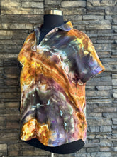 Load image into Gallery viewer, Women’s Medium (Oversized fit—more like an XL) Upcycled ‘Soft Surroundings’ Button Up Short Sleeve Cotton Gauze Blouse in ‘Golden Hour’

