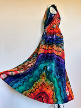 Load image into Gallery viewer, Women’s Small Reverse Geode Cut-Out A-Line Maxi Dress with Pockets in ‘Deep Rainbow’
