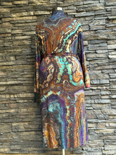 Load image into Gallery viewer, Women’s XL Reverse Geode Bamboo Viscose Long Sleeved Robe in ‘Dark Star’

