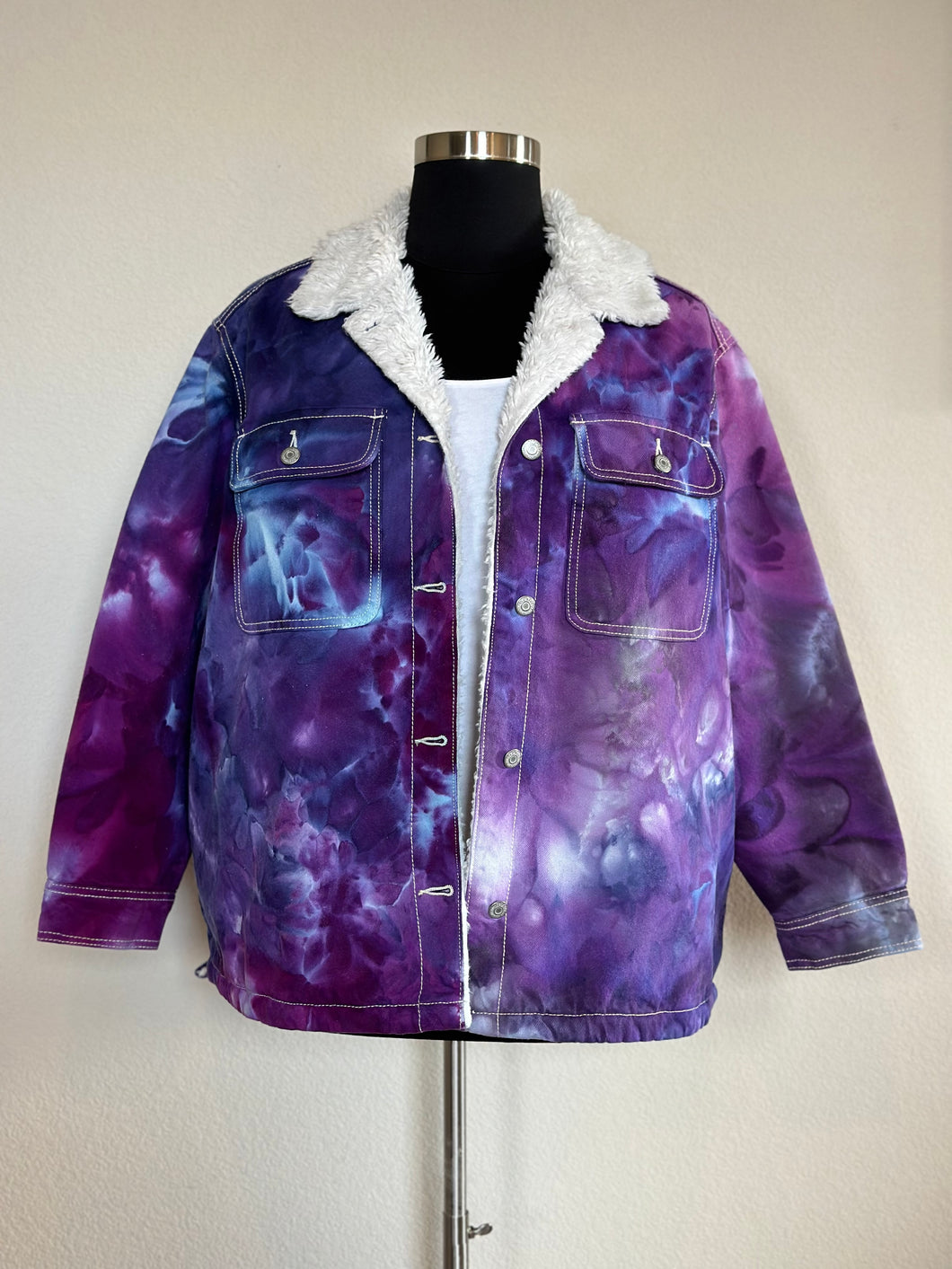 Custom Sherpa Lined Denim Jacket in Purples for Laura