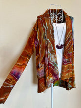 Load image into Gallery viewer, Women’s Small Geode Upcycled Athleta Cardigan with Thumbholes and Pockets in ‘Koroit Boulder Opal’
