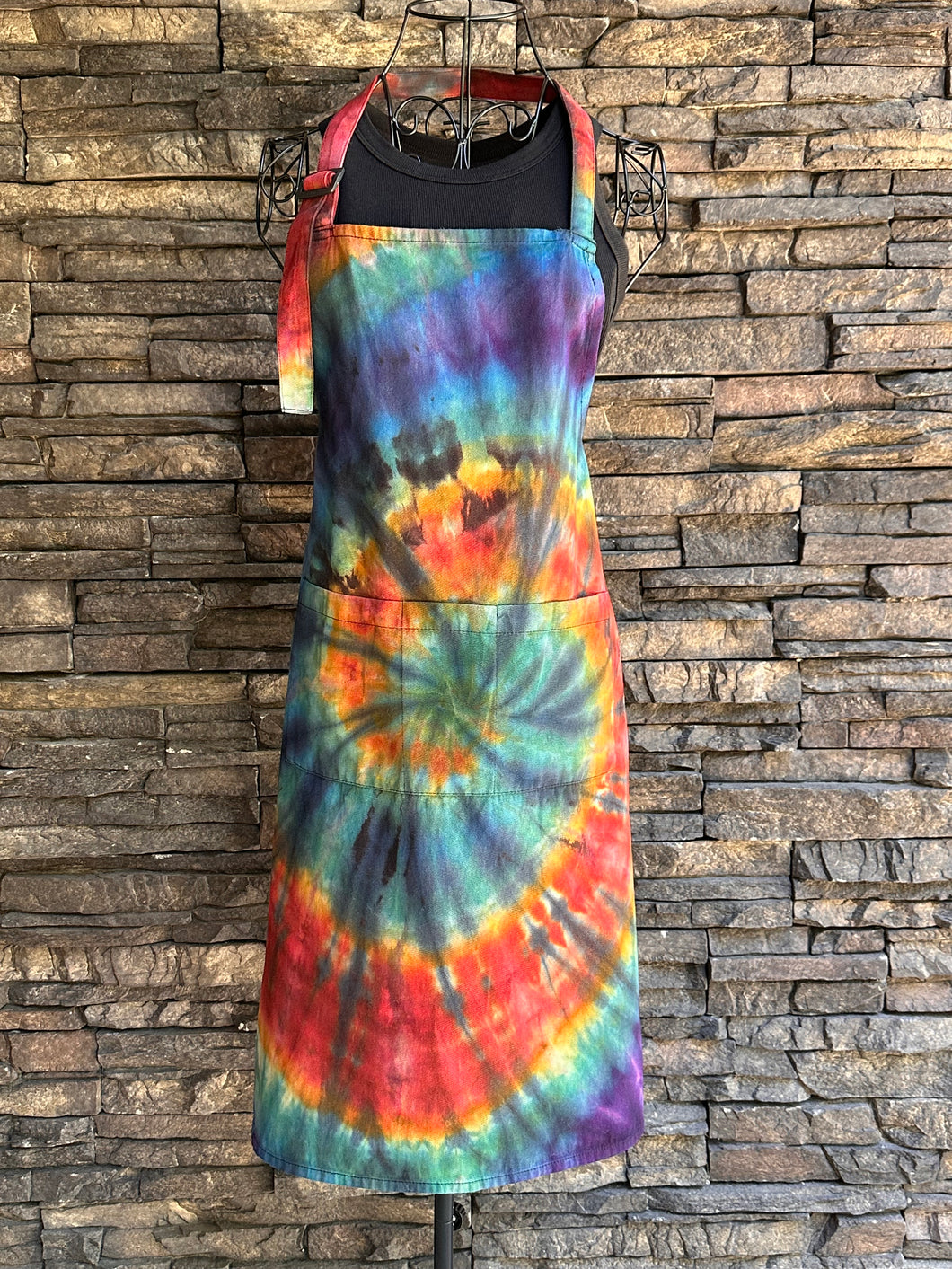 Adult Reverse Dyed Spiral Apron with Pockets in ‘Bold As Love’