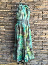 Load image into Gallery viewer, Women’s Large Scrunched Geode Halter Style Dress with Pockets In ‘Moss Agate’
