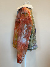 Load image into Gallery viewer, Custom Ice Dyed Sherpa Lined Denim Jacket in ‘Rustic Rainbow’ for Jennifer
