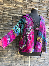 Load image into Gallery viewer, Women’s 2X Eileen Fisher Organic Cotton Reverse Geode Hooded Cardigan with Pockets in ‘Spectrolite’
