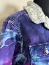 Load image into Gallery viewer, Custom Sherpa Lined Denim Jacket in Purples for Laura
