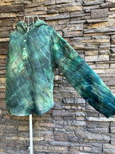 Load image into Gallery viewer, Women’s XS (can fit a small, too) Upcycled Geode Quilted Hoodie with Pockets in ‘Moss Agate’
