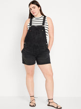 Load image into Gallery viewer, Women’s XXL Reverse Ice Dyed Denim Overall Shorts in ‘Mermaid Tail’
