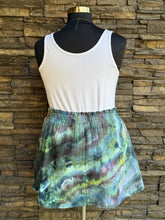 Load image into Gallery viewer, Women’s XL Geode Crinkle Gauze Ruffle Waist Mini Skort in ‘Enchanted Forest’
