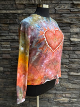 Load image into Gallery viewer, Women’s XL Heart Pullover Sweatshirt with Thumbholes &amp; Pockets in ‘Rustic Rainbow’
