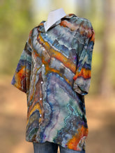 Load image into Gallery viewer, Men’s 3XL 100% Rayon Geode Button Up Short Sleeved Shirt in ‘Labradorite’
