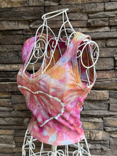 Load image into Gallery viewer, Women’s Small V-neck Cropped Tank Top with Heart in ‘Bird Song’
